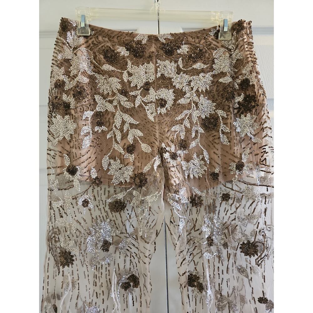 Ralph Lauren Purple Label Sheer Pants Sequin Feathers High Rise Womens XL - Picture 2 of 16